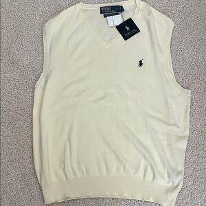 Polo by Ralph Lauren Men's V-Neck Sweater Vest in Cream NWT